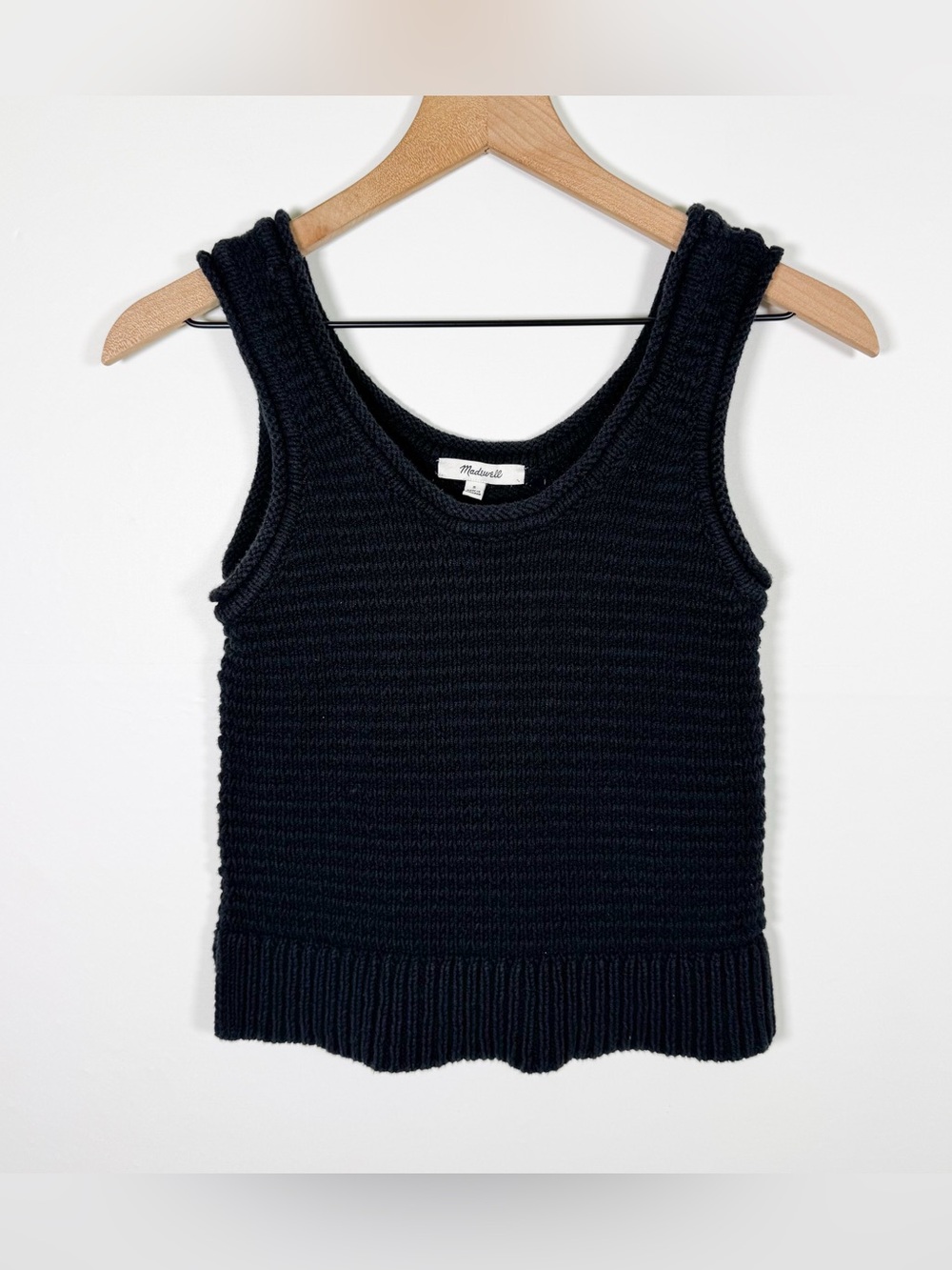 MADEWELL Black Knit Cotton Scoop Neck Cropped Sweater Tank Top Sz S